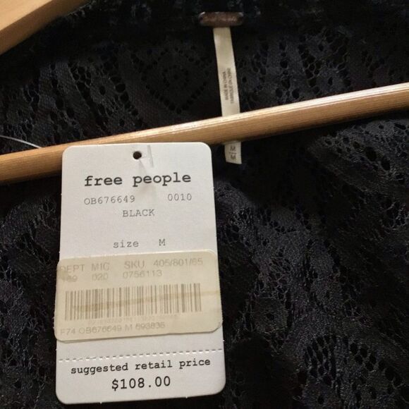 NWT Free People Heart In Two Lace Mini Dress Black Womens Size M - Picture 6 of 6